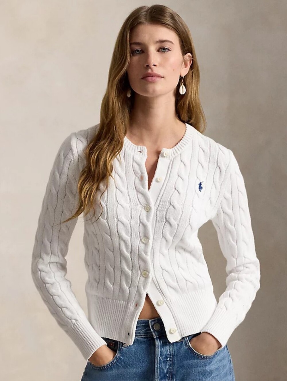 NWT Polo Ralph Lauren S White Cable Knit Cardigan Old Money Quiet Luxury Classic